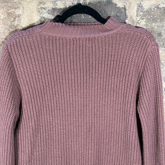 Say What Sweater Purple Peephole Cable Knit Woman's Size Medium Neutral - Picture 5 of 10
